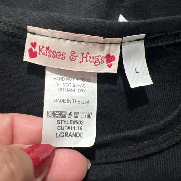 Kisses Hugs Black Knit Shirt Dress Size L Short Slvs. Fish Sea Nautical Pattern - Picture 7 of 10